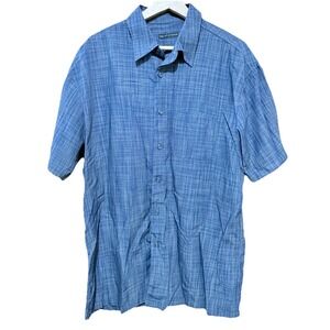 Age Of Wisdom Shirt Mens Blue/Gray Plaid Short Sleeves‎ Button Down Medium